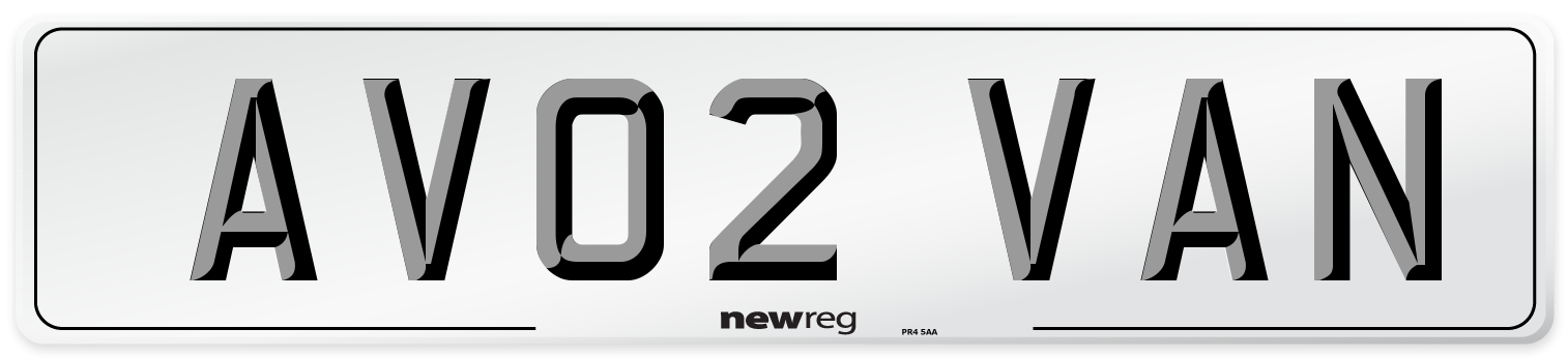 AV02 VAN Number Plate from New Reg